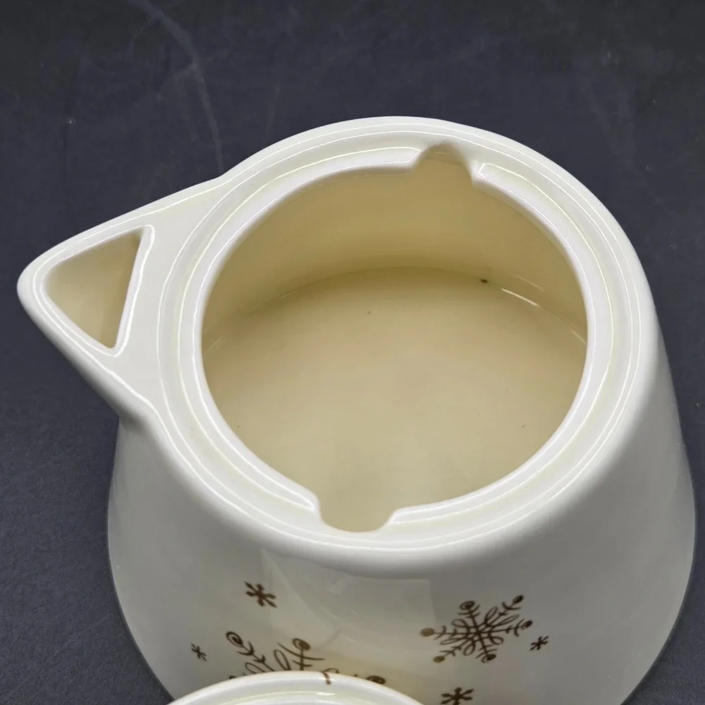Russ SNOWLIT SETTING teapot & sugar and‎ creamer  CHRISTMAS TREE GOLD STAR